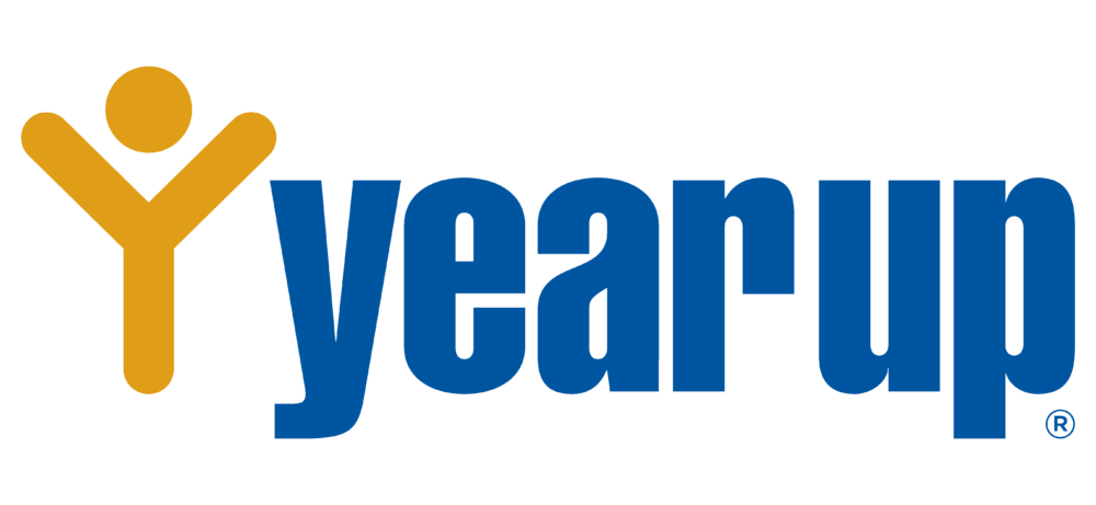 Year Up Logo, blue title text with a yellow person icon.